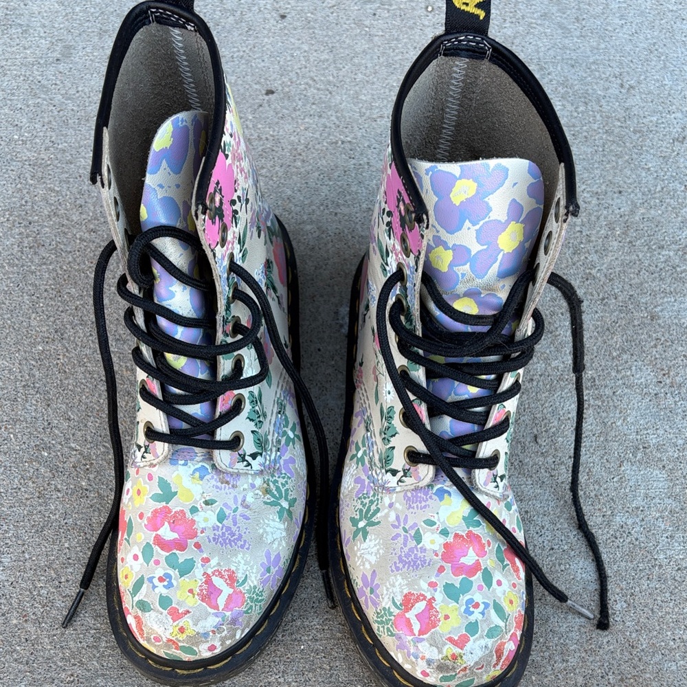 Floral Lace-Up Ankle Boots